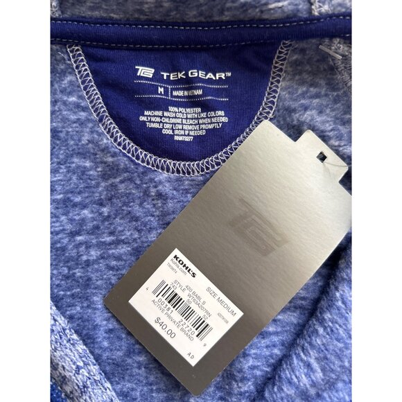 Tek Gear Blue Zip-Up Hooded Jacket Medium Heathered Design Long Sleeves Slim Fit - Picture 4 of 6